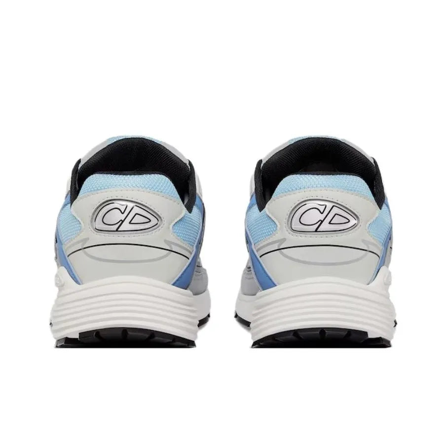 Chunky Mesh-Leather Sneakers-Blue Gray