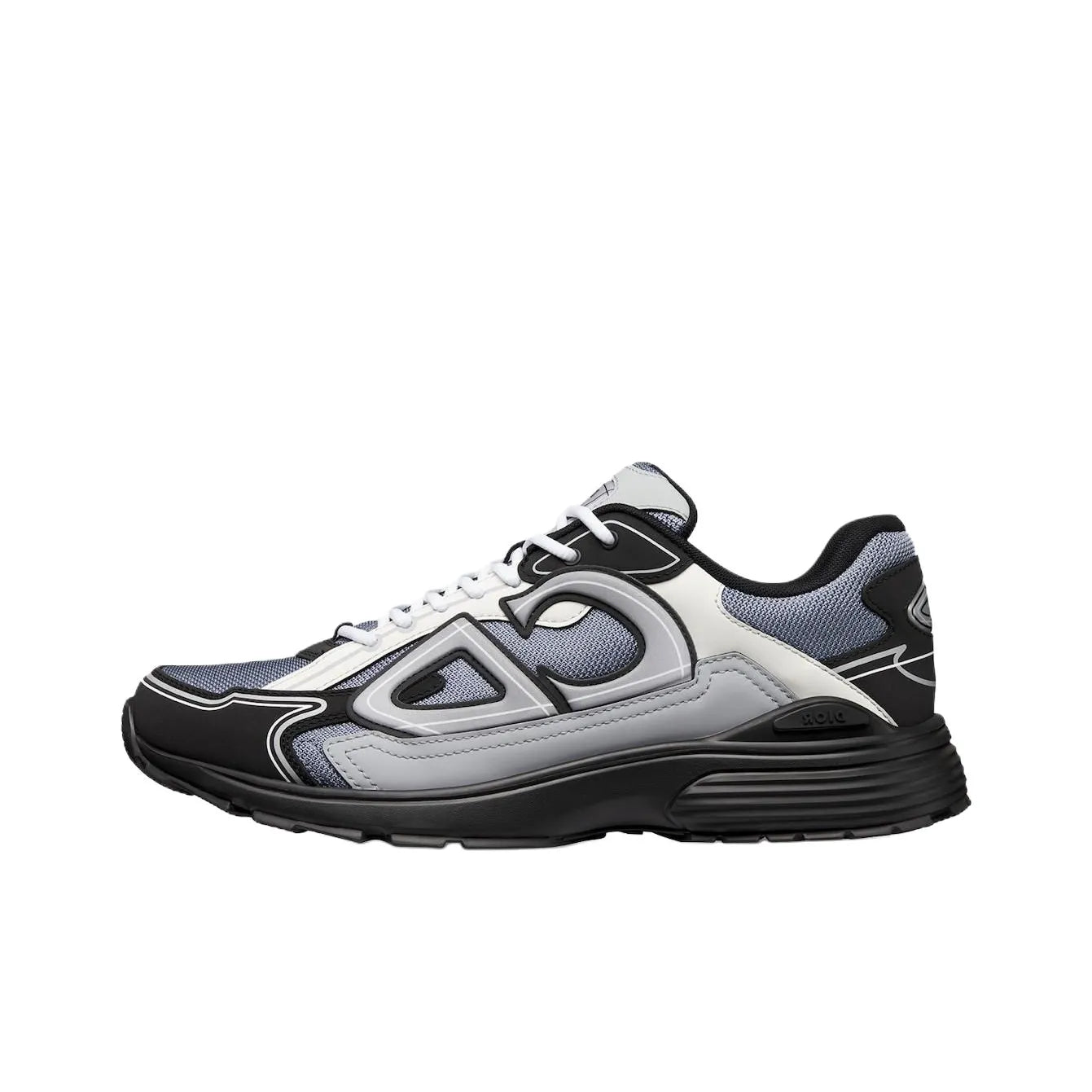 Chunky Mesh-Leather Sneakers-Coal ash