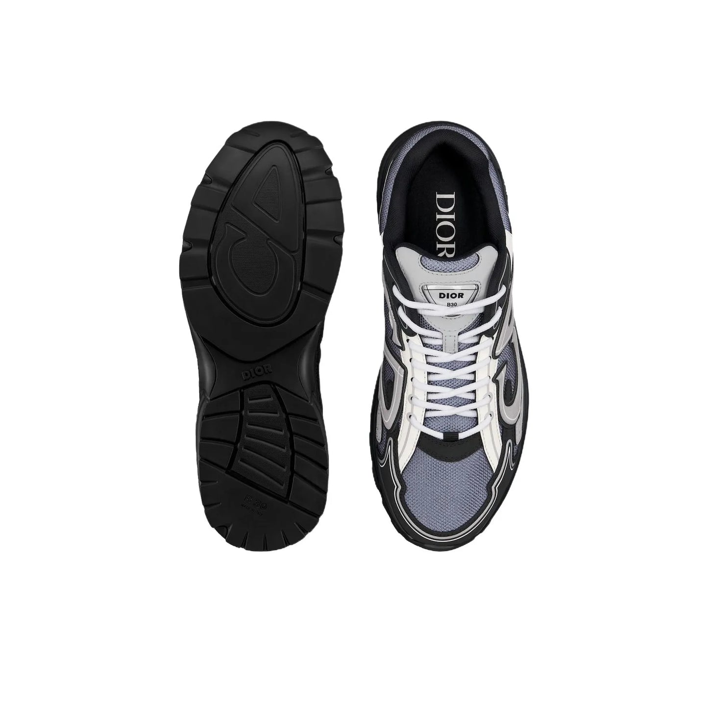 Chunky Mesh-Leather Sneakers-Coal ash