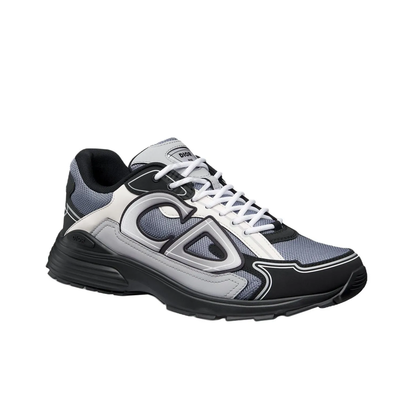 Chunky Mesh-Leather Sneakers-Coal ash