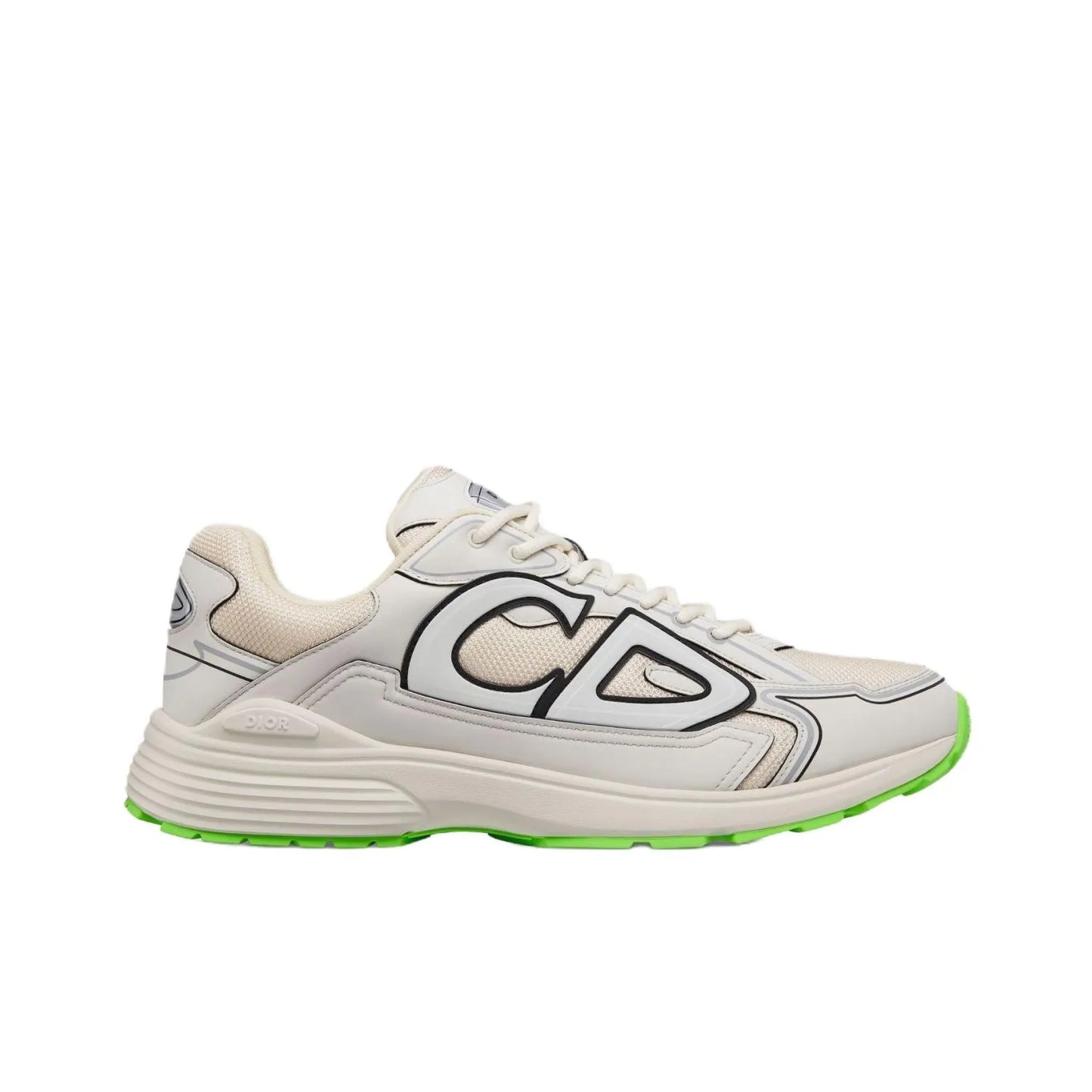 Chunky Mesh-Leather Sneakers-Beige