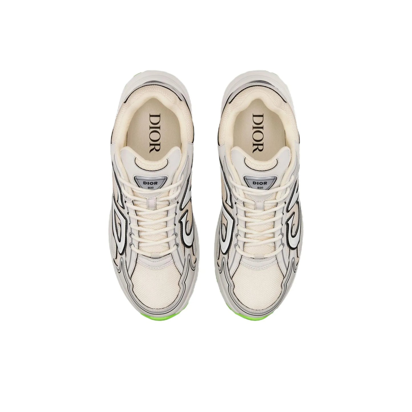 Chunky Mesh-Leather Sneakers-Beige