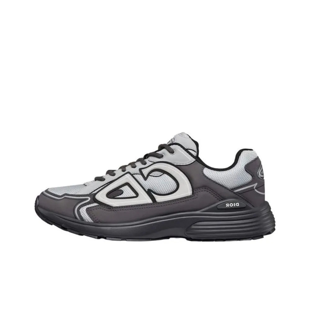 Chunky Mesh-Leather Sneakers-Black ash