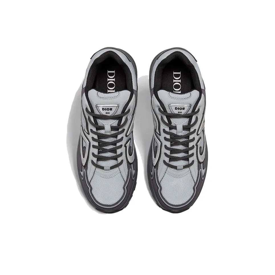 Chunky Mesh-Leather Sneakers-Black ash
