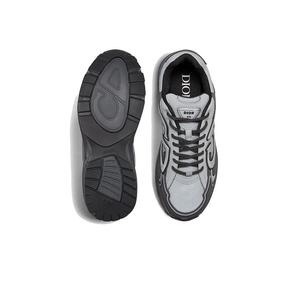Chunky Mesh-Leather Sneakers-Black ash
