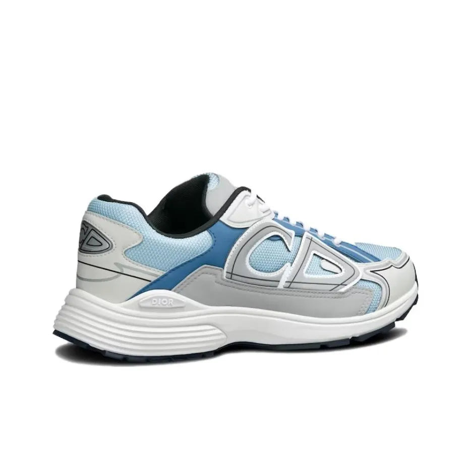 Chunky Mesh-Leather Sneakers-Blue Gray