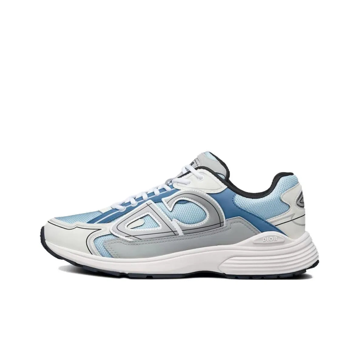 Chunky Mesh-Leather Sneakers-Blue Gray