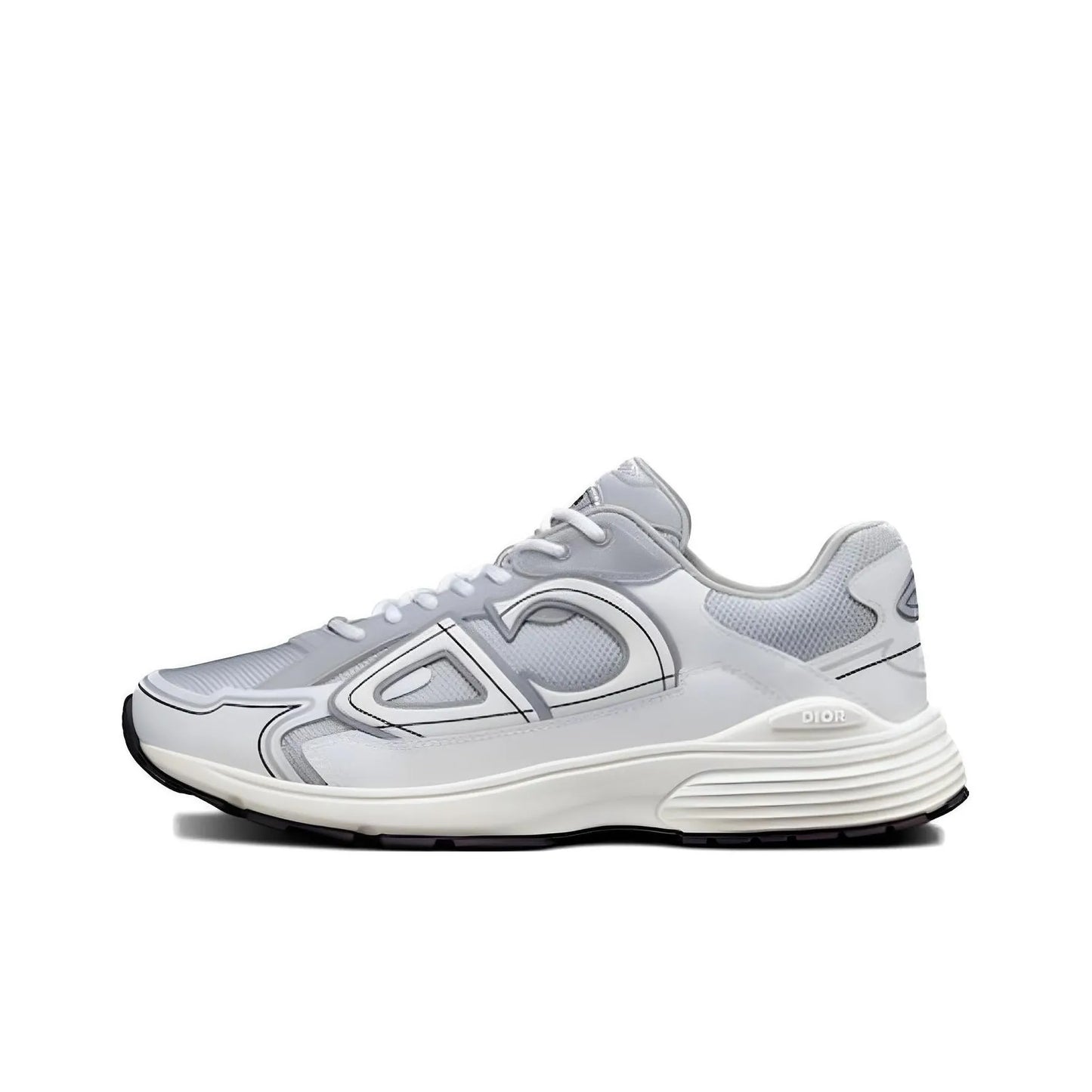 Chunky Mesh-Leather Sneakers