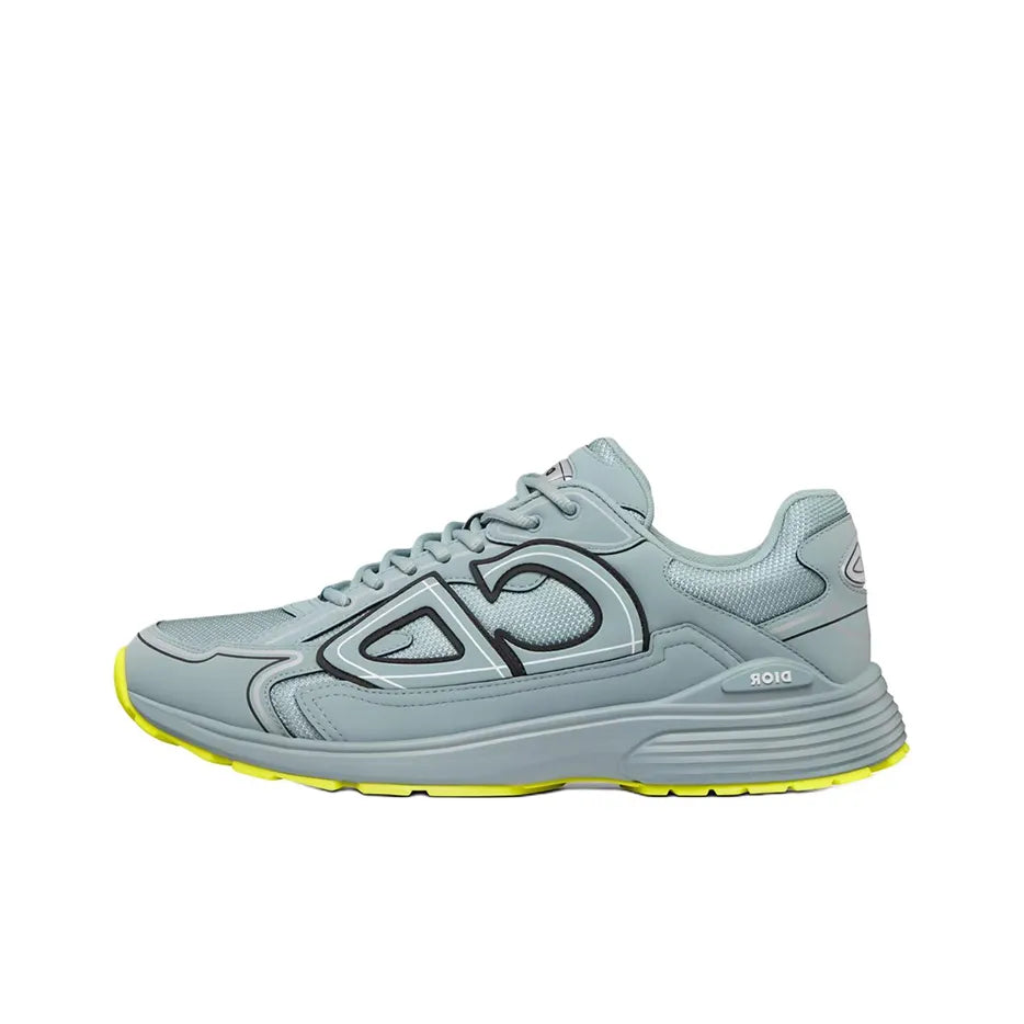 Chunky Mesh-Leather Sneakers-Ice blue