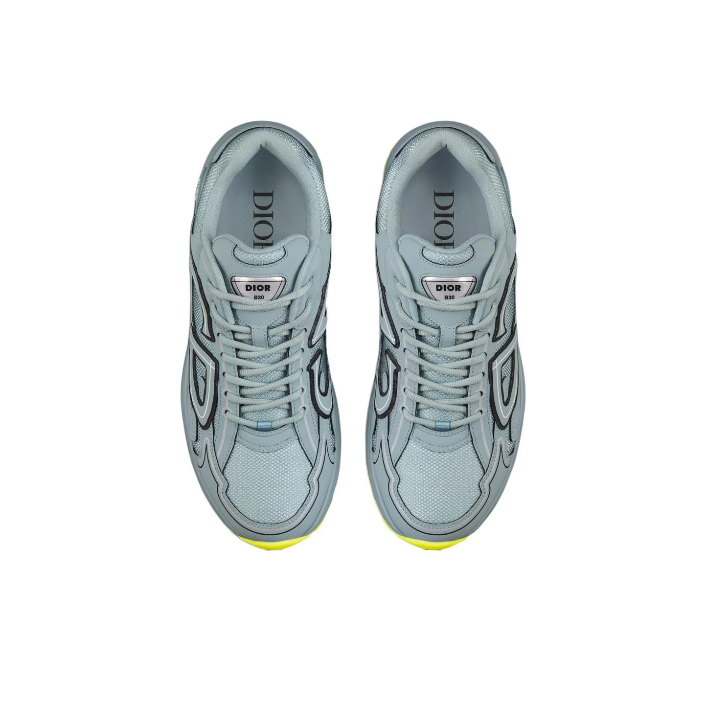 Chunky Mesh-Leather Sneakers-Ice blue
