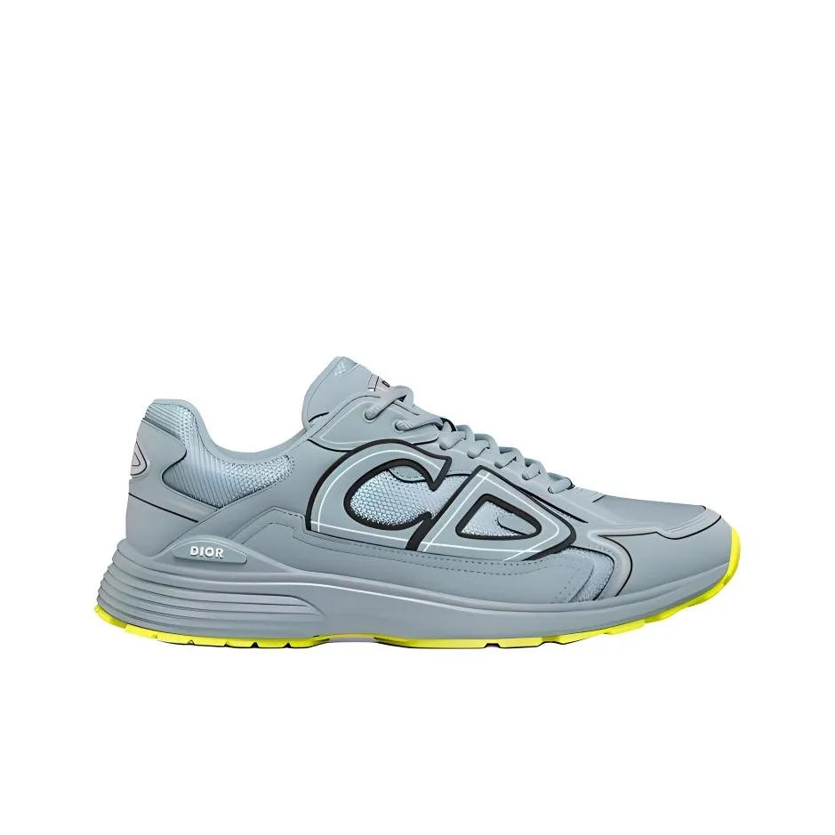 Chunky Mesh-Leather Sneakers-Ice blue