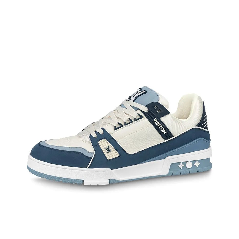 Classic Panel Design Athletic Shoes-Blue & White