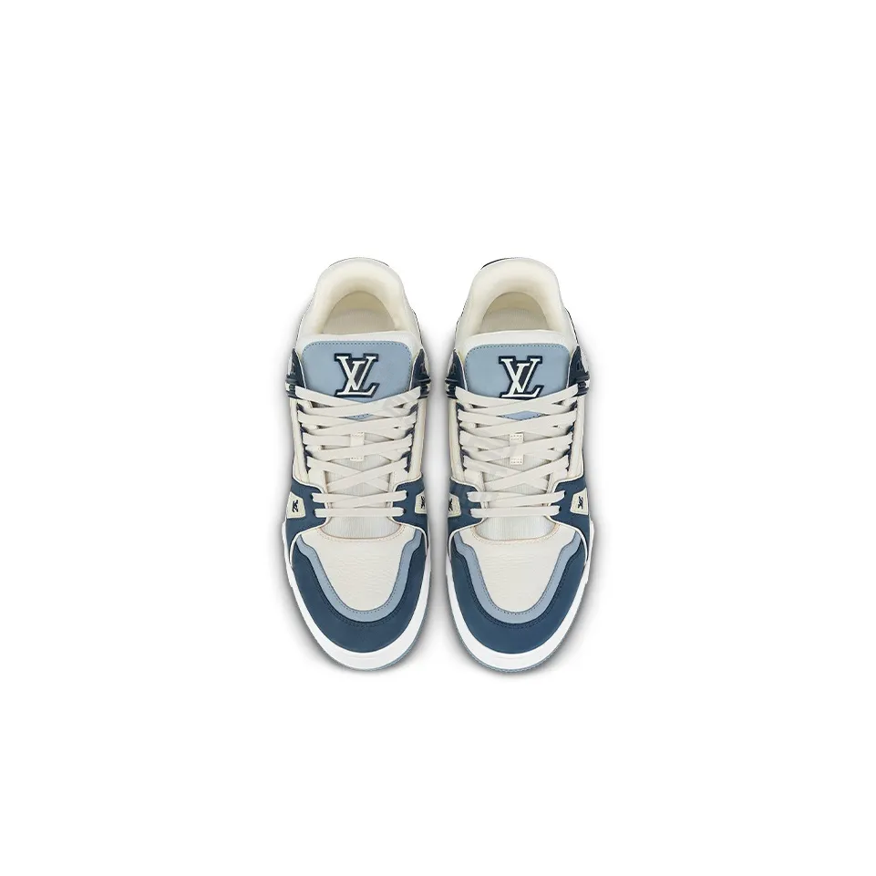 Classic Panel Design Athletic Shoes-Blue & White