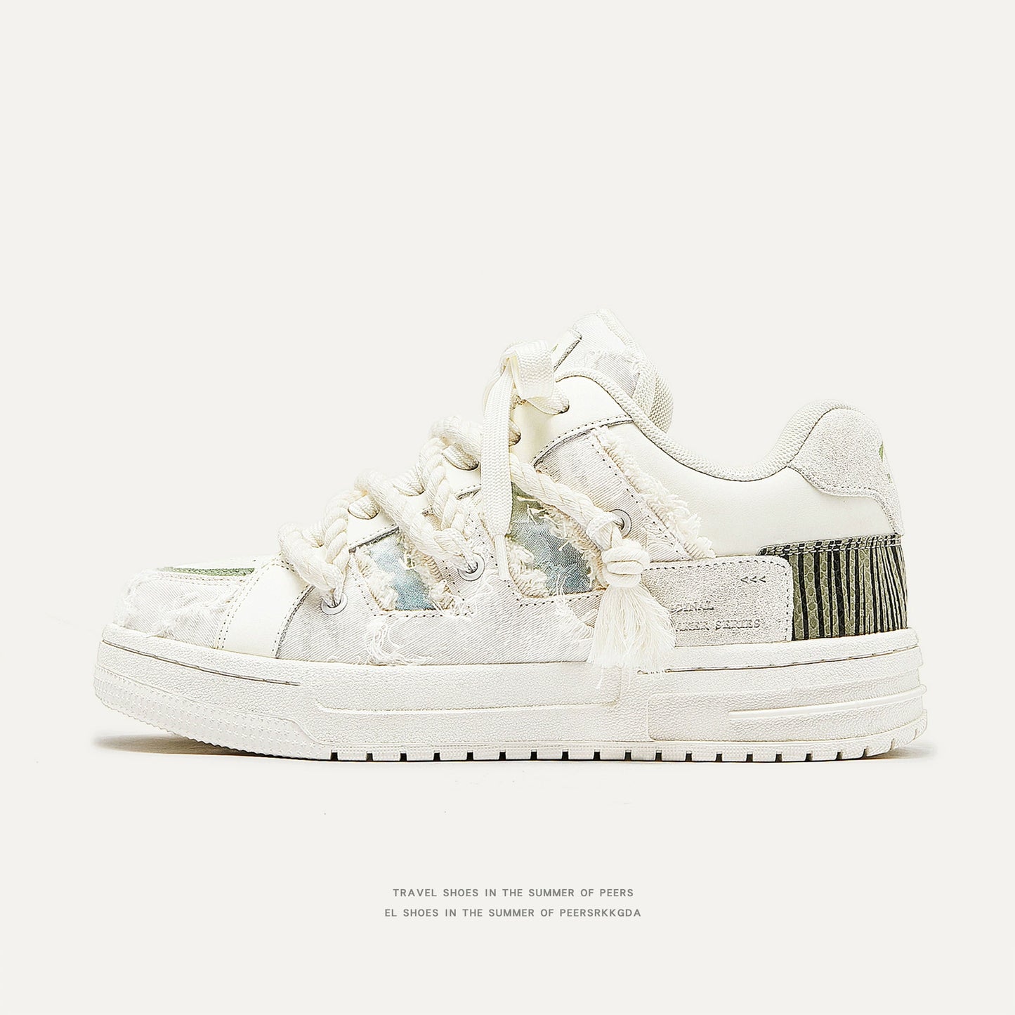 Deconstructed White Chunky Skate Shoes - Urban Style Low Tops